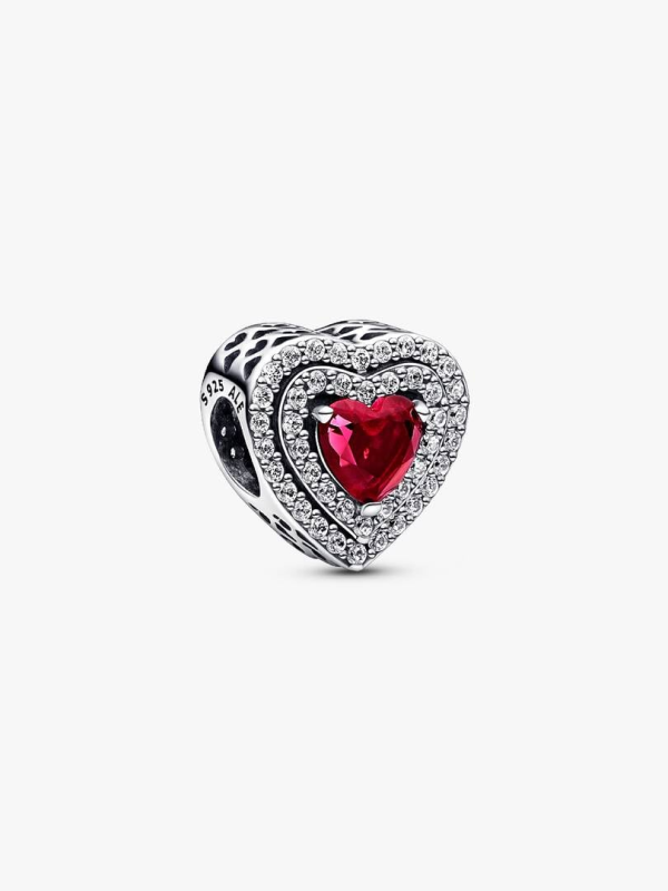 Charm Pandora Corazón Nivelado Rojo Brillante