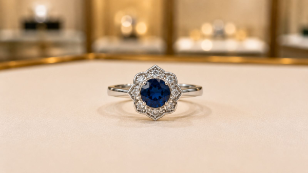 Anillo de Circonia Azul