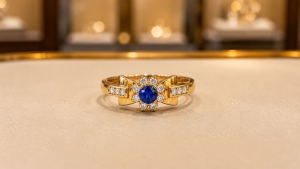 Anillo de Oro Circonia Azul