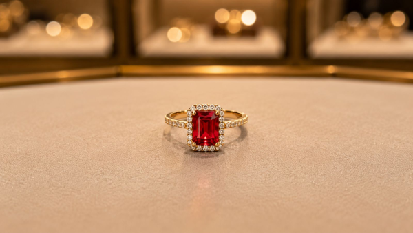 Anillo de Oro Circonia roja