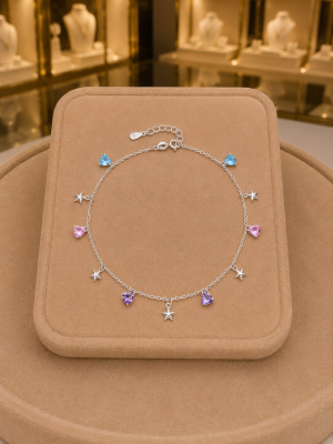 Tobillera De Estrella Y Corazones